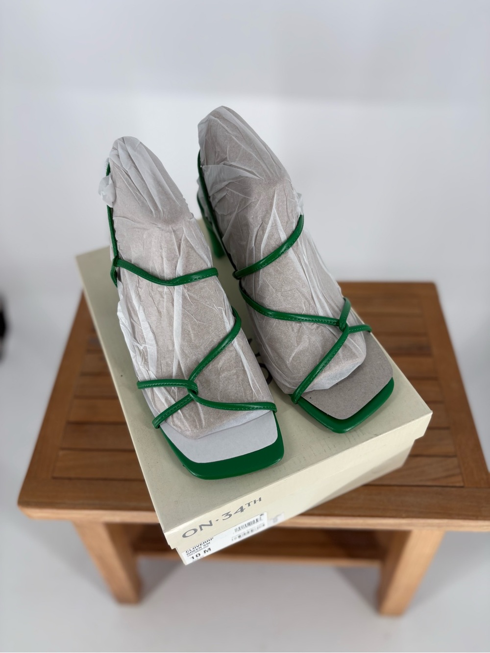 New on 34th Women’s Green CLOVERRP Strappy Square-Toe Women's Sandals size 10 M